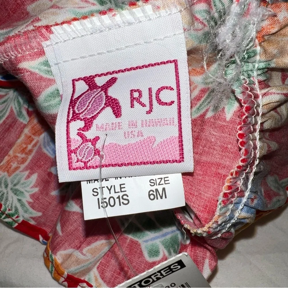 New with Tag RJC Hawaiian 2PC Infant Bloomer Set Red Floral Size 6M 100% Cotton